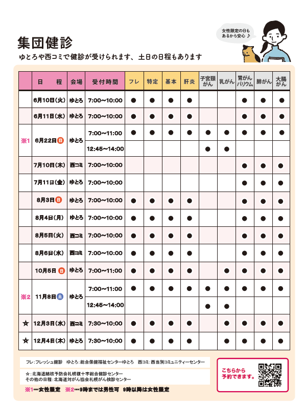 令和７年集団健診日程表